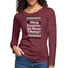 Load image into Gallery viewer, Ya Rescue Animal Contoured Premium Long Sleeve T-Shirt - heather burgundy