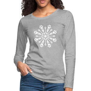 Paw Snowflake Premium Long Sleeve T-Shirt - heather gray