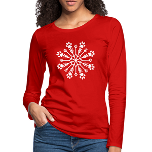 Paw Snowflake Premium Long Sleeve T-Shirt - red