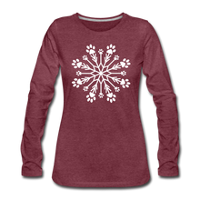 Load image into Gallery viewer, Paw Snowflake Premium Long Sleeve T-Shirt - heather burgundy