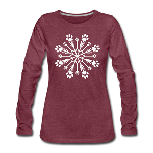 Paw Snowflake Premium Long Sleeve T-Shirt - heather burgundy