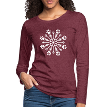 Load image into Gallery viewer, Paw Snowflake Premium Long Sleeve T-Shirt - heather burgundy