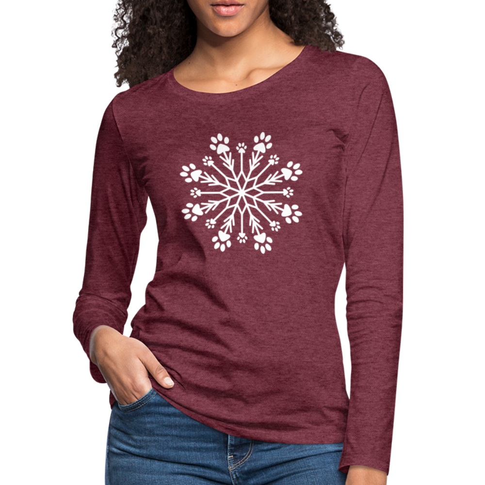 Paw Snowflake Premium Long Sleeve T-Shirt - heather burgundy