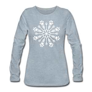 Paw Snowflake Premium Long Sleeve T-Shirt - heather ice blue
