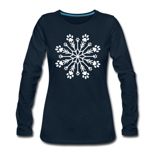 Paw Snowflake Premium Long Sleeve T-Shirt - deep navy