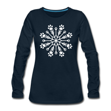 Load image into Gallery viewer, Paw Snowflake Premium Long Sleeve T-Shirt - deep navy