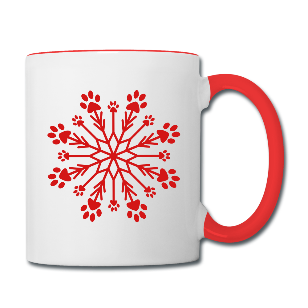 Paw Snowflake Contrast Coffee Mug - white/red
