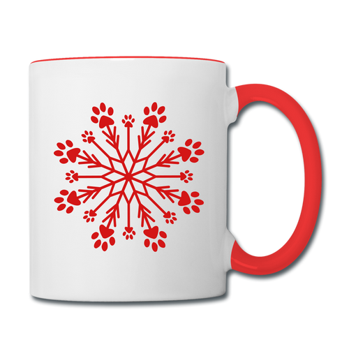 Paw Snowflake Contrast Coffee Mug - white/red