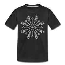 Load image into Gallery viewer, Paw Snowflake Sparkle Print Kids&#39; Premium T-Shirt - black