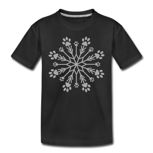 Paw Snowflake Sparkle Print Kids' Premium T-Shirt - black