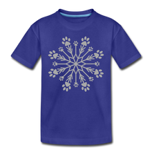 Load image into Gallery viewer, Paw Snowflake Sparkle Print Kids&#39; Premium T-Shirt - royal blue