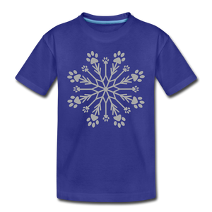 Paw Snowflake Sparkle Print Kids' Premium T-Shirt - royal blue