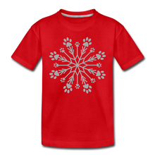 Load image into Gallery viewer, Paw Snowflake Sparkle Print Kids&#39; Premium T-Shirt - red