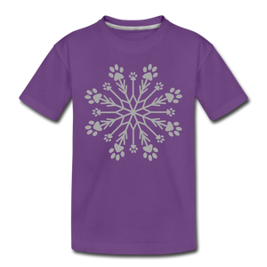 Paw Snowflake Sparkle Print Kids' Premium T-Shirt - purple