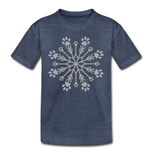 Load image into Gallery viewer, Paw Snowflake Sparkle Print Kids&#39; Premium T-Shirt - heather blue