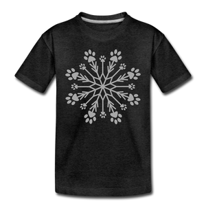 Paw Snowflake Sparkle Print Kids' Premium T-Shirt - charcoal grey