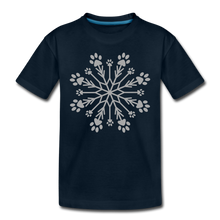 Load image into Gallery viewer, Paw Snowflake Sparkle Print Kids&#39; Premium T-Shirt - deep navy