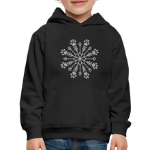 Load image into Gallery viewer, Paw Snowflake Sparkle Print Kids‘ Premium Hoodie - black