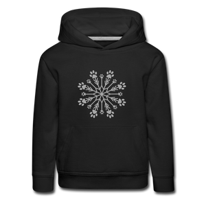 Paw Snowflake Sparkle Print Kids‘ Premium Hoodie - black
