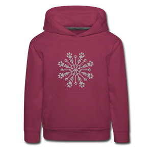 Paw Snowflake Sparkle Print Kids‘ Premium Hoodie - burgundy