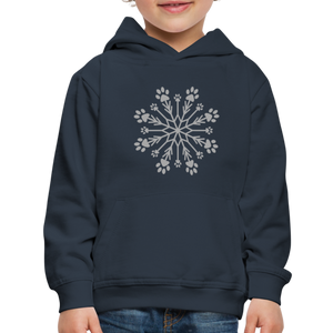 Paw Snowflake Sparkle Print Kids‘ Premium Hoodie - navy