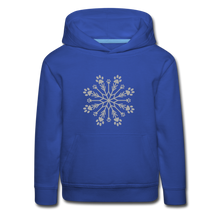 Load image into Gallery viewer, Paw Snowflake Sparkle Print Kids‘ Premium Hoodie - royal blue
