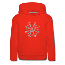 Load image into Gallery viewer, Paw Snowflake Sparkle Print Kids‘ Premium Hoodie - red
