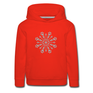 Paw Snowflake Sparkle Print Kids‘ Premium Hoodie - red