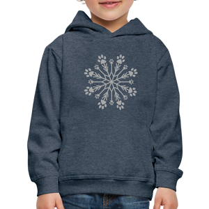 Paw Snowflake Sparkle Print Kids‘ Premium Hoodie - heather denim