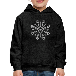 Paw Snowflake Sparkle Print Kids‘ Premium Hoodie - charcoal grey