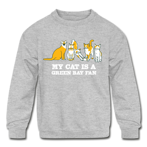 Cat is a GB Fan Kids' Crewneck Sweatshirt - heather gray