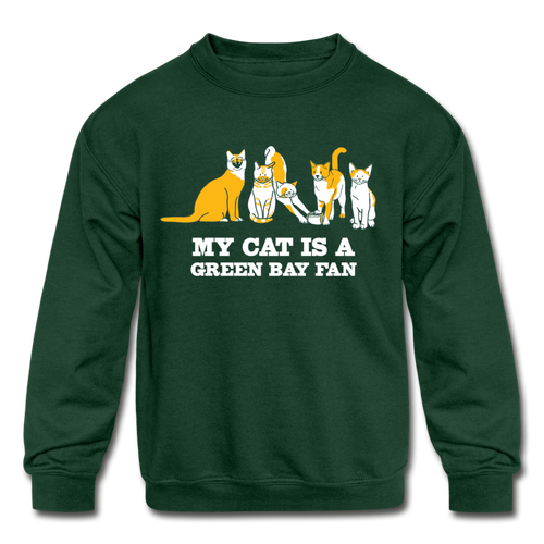 Cat is a GB Fan Kids' Crewneck Sweatshirt - forest green