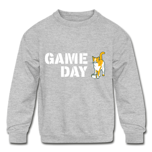 Game Day Cat Kids' Crewneck Sweatshirt - heather gray