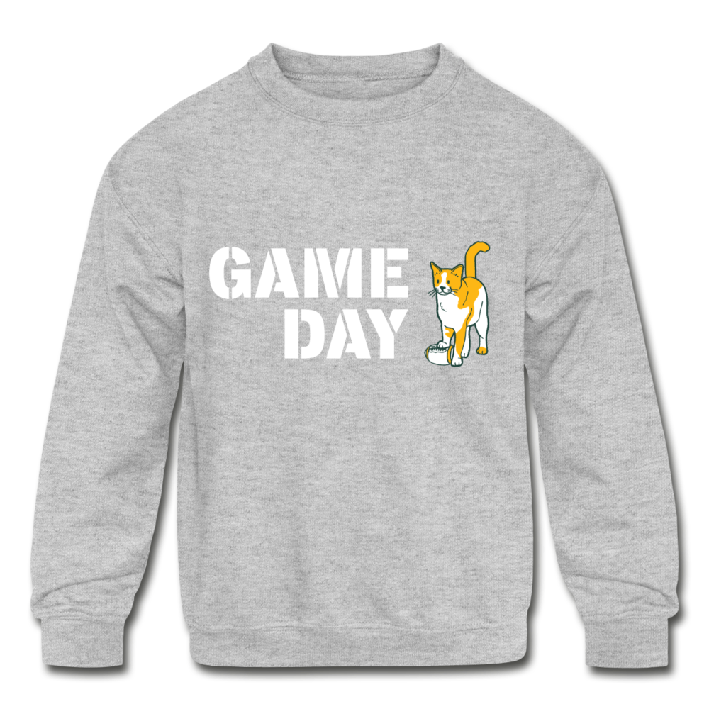 Game Day Cat Kids' Crewneck Sweatshirt - heather gray