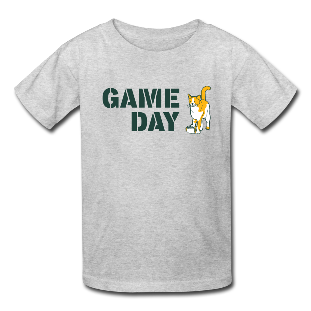 Game Day Cat Kids' T-Shirt - heather gray