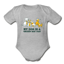 Load image into Gallery viewer, Dog is a GB Fan Organic Short Sleeve Baby Bodysuit - heather grey