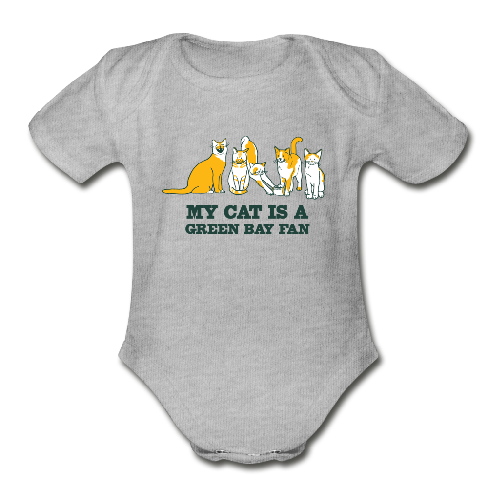 Cat is a GB Fan Organic Short Sleeve Baby Bodysuit - heather grey