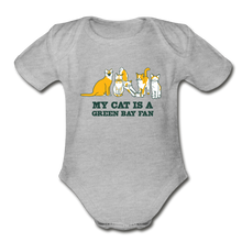 Load image into Gallery viewer, Cat is a GB Fan Organic Short Sleeve Baby Bodysuit - heather grey