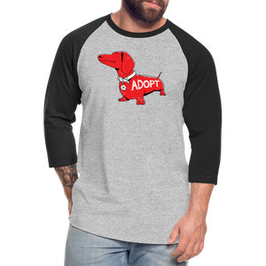 "Big Red Dog" Baseball T-Shirt - heather gray/black
