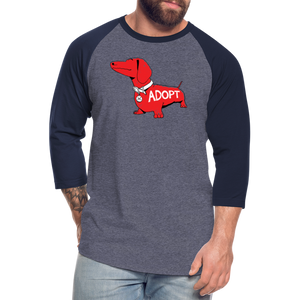 "Big Red Dog" Baseball T-Shirt - heather blue/navy