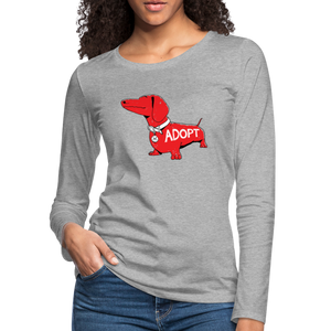 "Big Red Dog" Contoured Premium Long Sleeve T-Shirt - heather gray