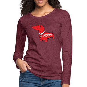 "Big Red Dog" Contoured Premium Long Sleeve T-Shirt - heather burgundy