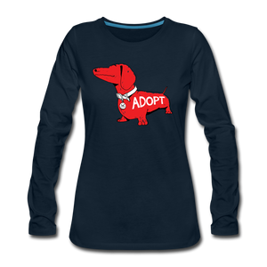 "Big Red Dog" Contoured Premium Long Sleeve T-Shirt - deep navy