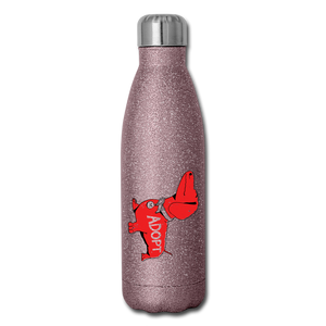 "Big Red Dog" Stainless Steel Water Bottle - pink glitter