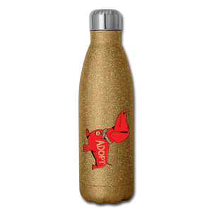 "Big Red Dog" Stainless Steel Water Bottle - gold glitter