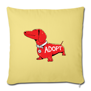 "Big Red Dog" Throw Pillow Cover 18” x 18” - washed yellow