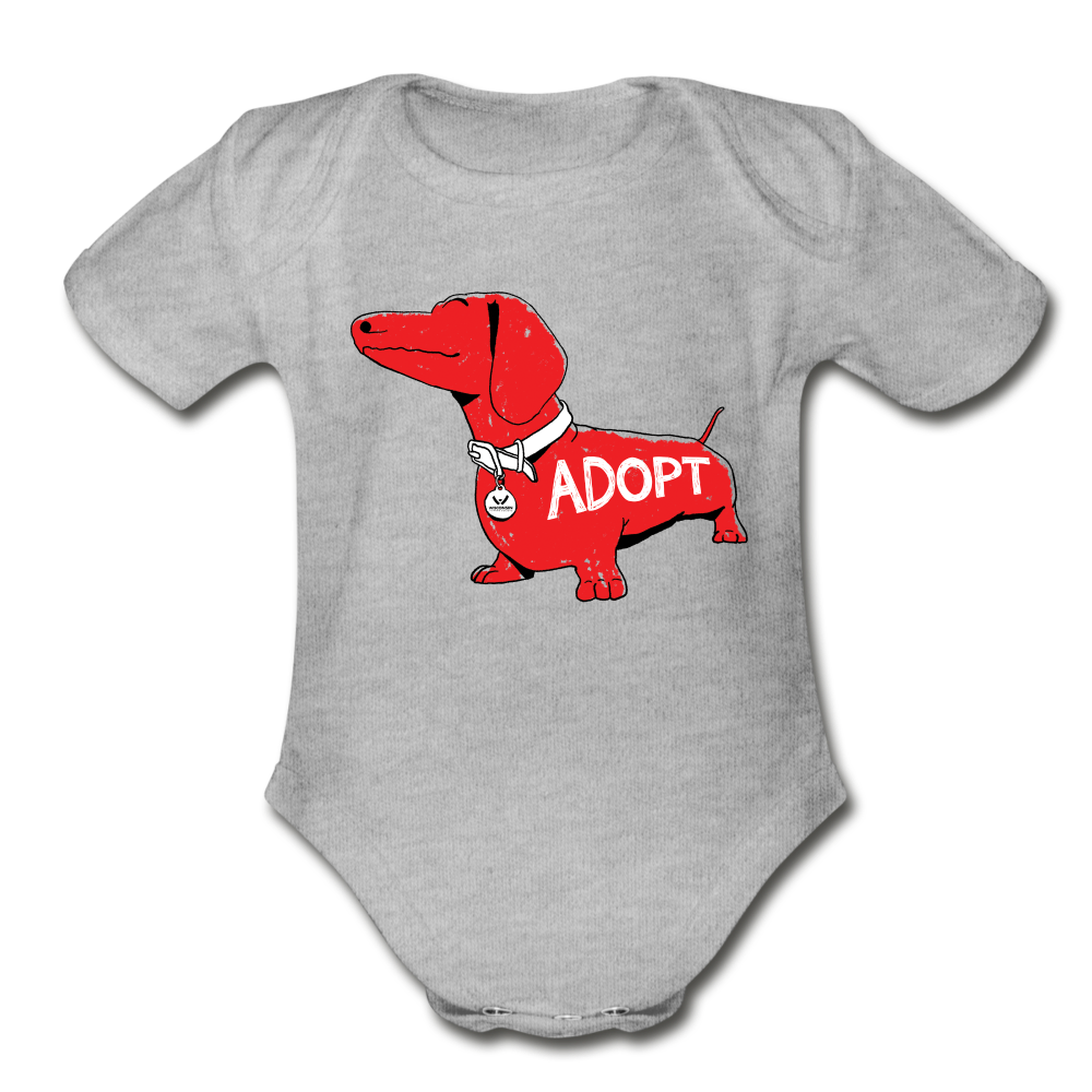 
                  
                    "Big Red Dog" Organic Short Sleeve Baby Bodysuit - heather grey
                  
                
