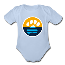 Load image into Gallery viewer, MKE Flag Paw Organic Short Sleeve Baby Bodysuit - sky