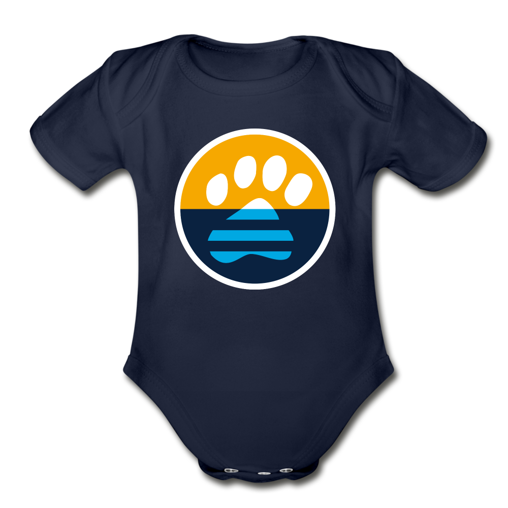 MKE Flag Paw Organic Short Sleeve Baby Bodysuit - dark navy