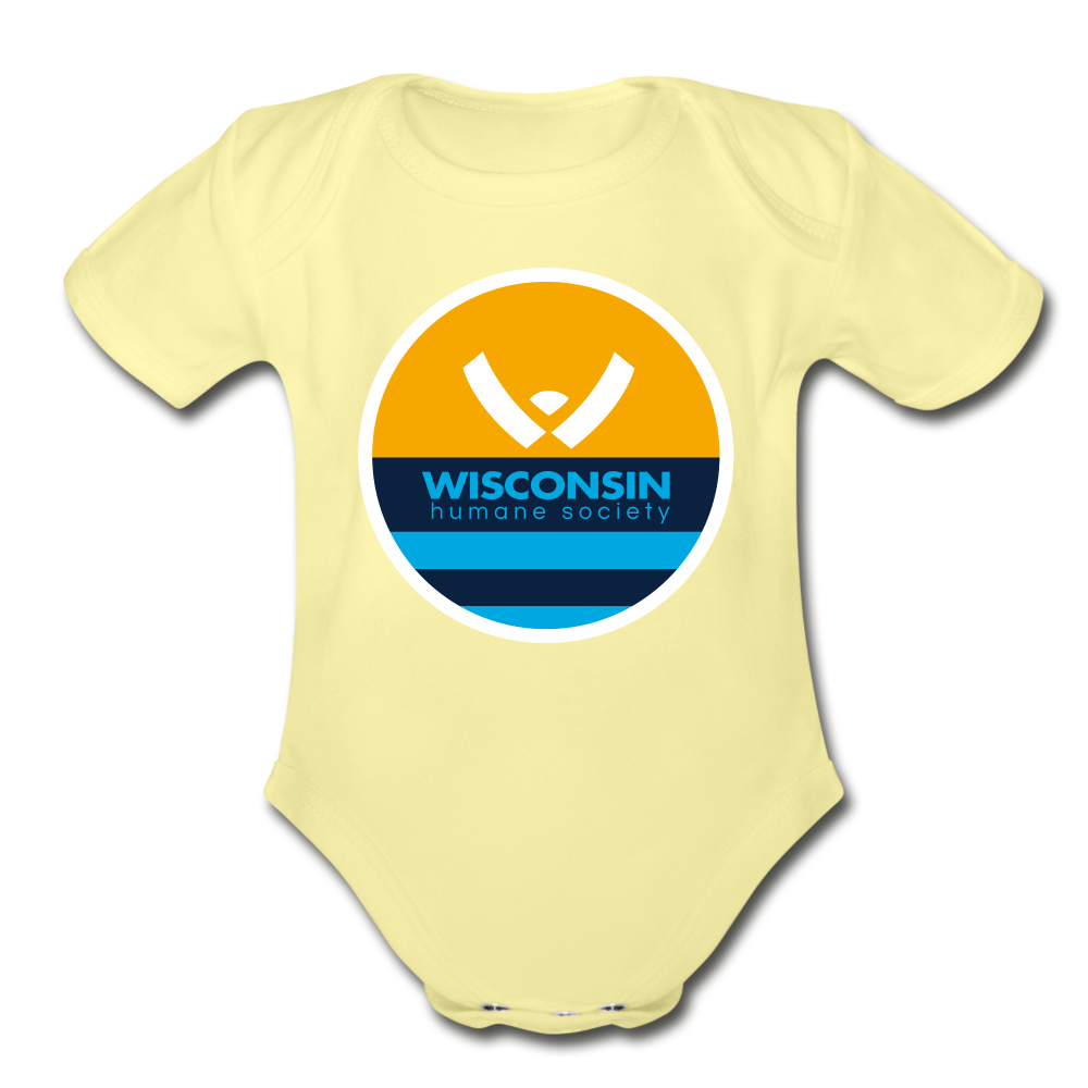 WHS x MKE Flag Organic Short Sleeve Baby Bodysuit - washed yellow